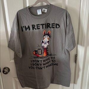 Port and Company Mens Gray Retired Graphic Tee, Size XL, NWOT